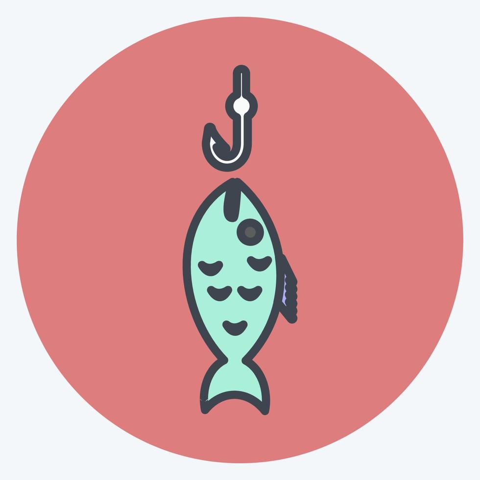 Icon Fish Caught. suitable for Sea symbol. color mate style. simple design editable. design template vector. simple symbol illustration vector