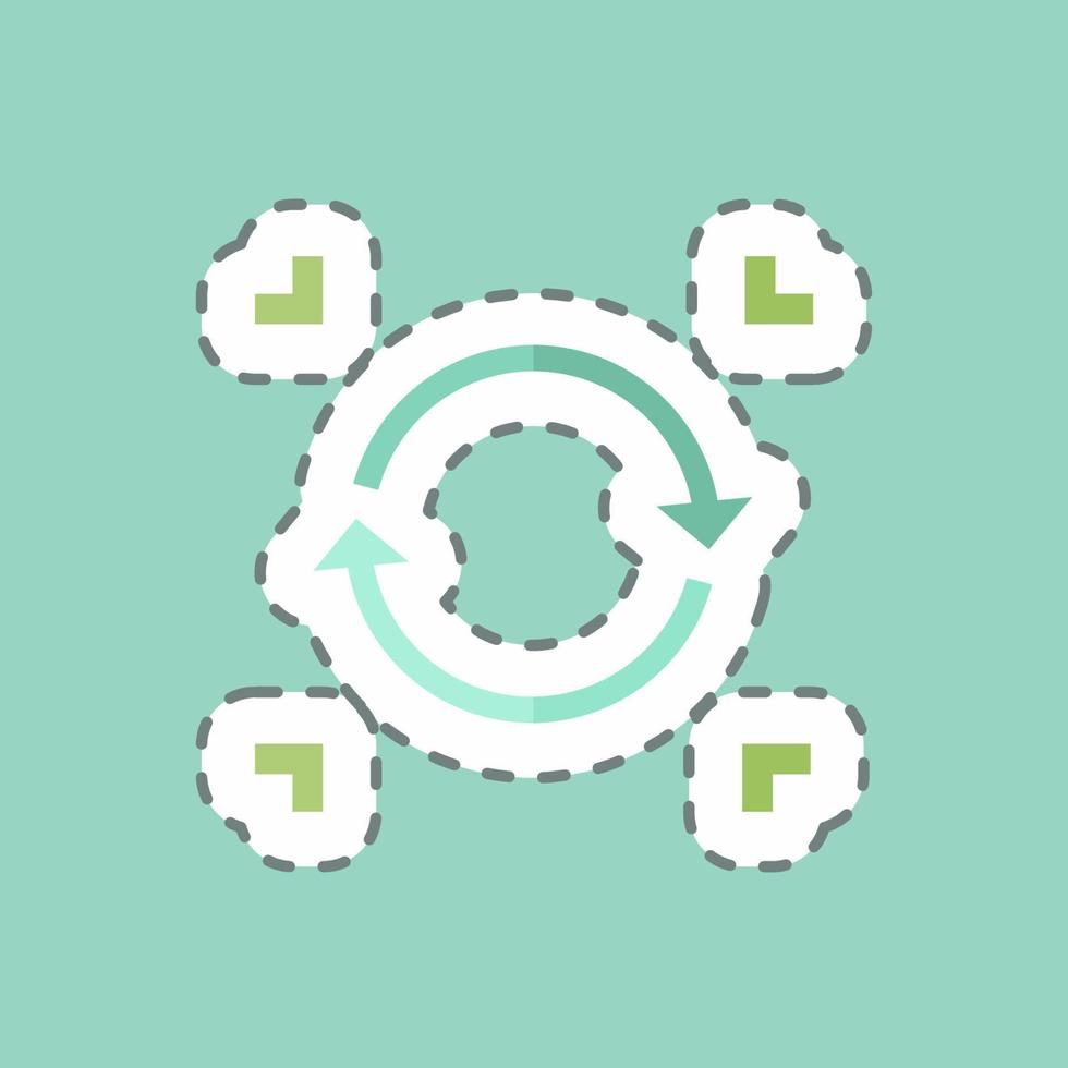 Sticker line cut Data Synchronization. suitable for data analytics symbol. simple design editable. design template vector. simple symbol illustration vector