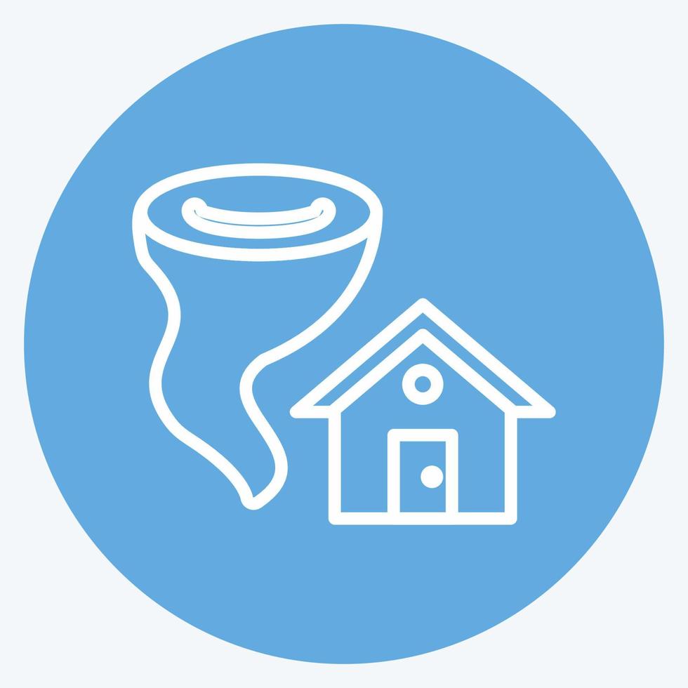 icono tornado golpeando casa. adecuado para el símbolo de desastres. estilo de ojos azules. diseño simple editable. vector de plantilla de diseño. ilustración de símbolo simple