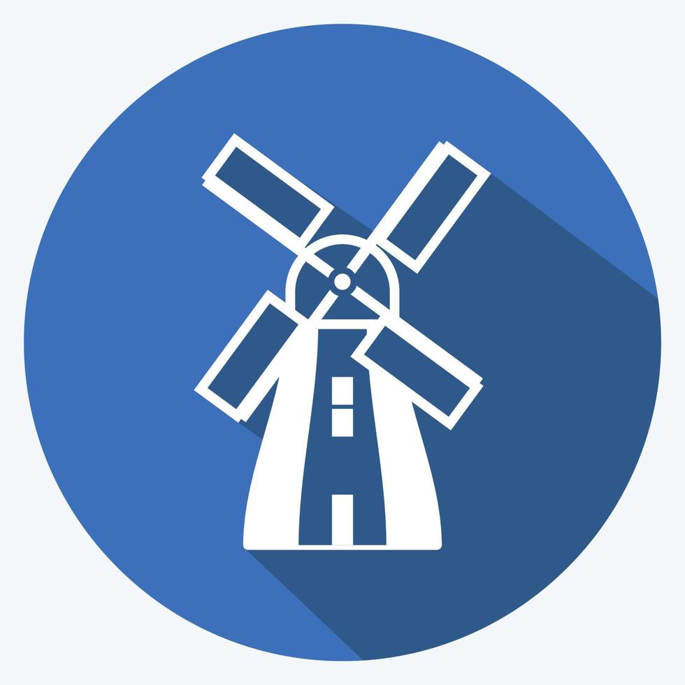 Icon Windmill. suitable for Wild West symbol. long shadow style. simple design editable. design template vector. simple symbol illustration vector