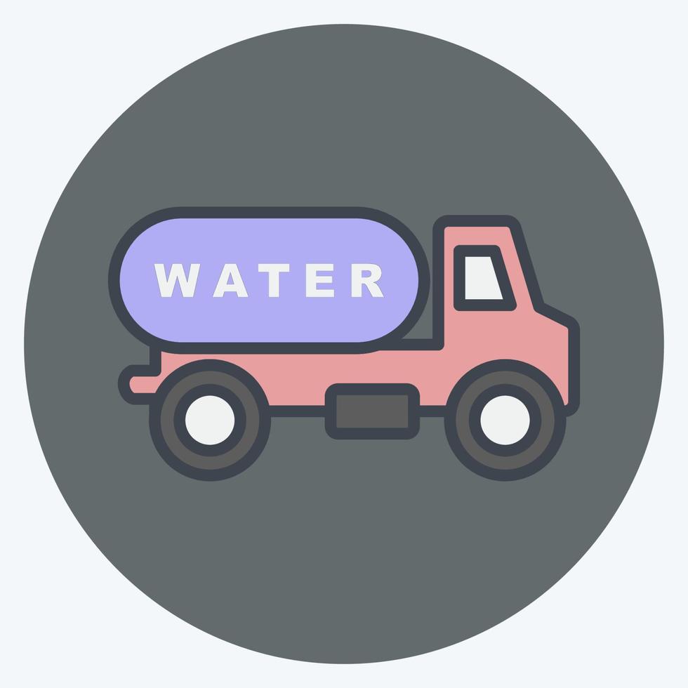 Icon Water Truck. suitable for Community symbol. color mate style. simple design editable. design template vector. simple symbol illustration vector