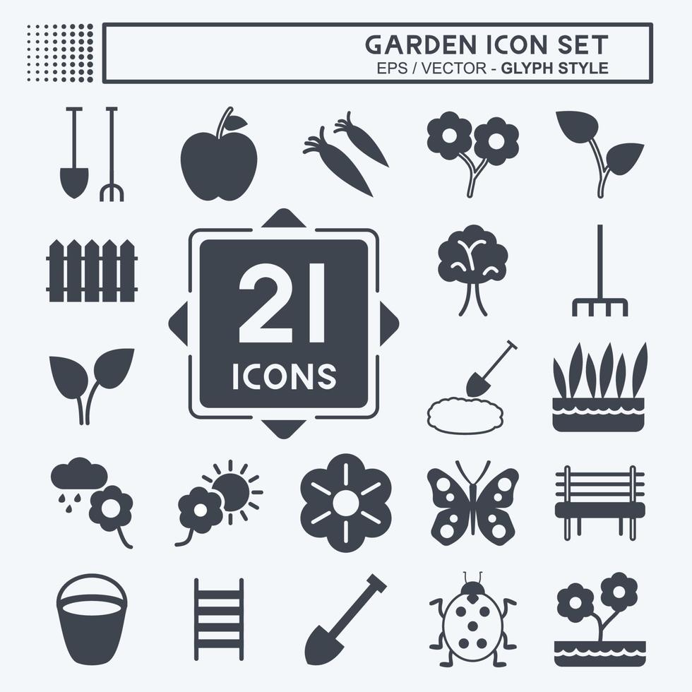 conjunto de iconos de jardín. adecuado para el símbolo del jardín. estilo de glifo. diseño simple editable. vector de plantilla de diseño. ilustración de símbolo simple