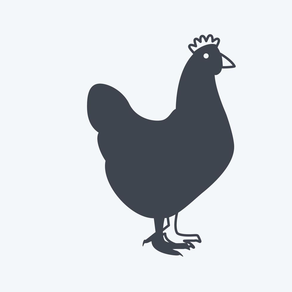 icono de pollo. adecuado para el símbolo animal. estilo de glifo. diseño simple editable. vector de plantilla de diseño. ilustración de símbolo simple