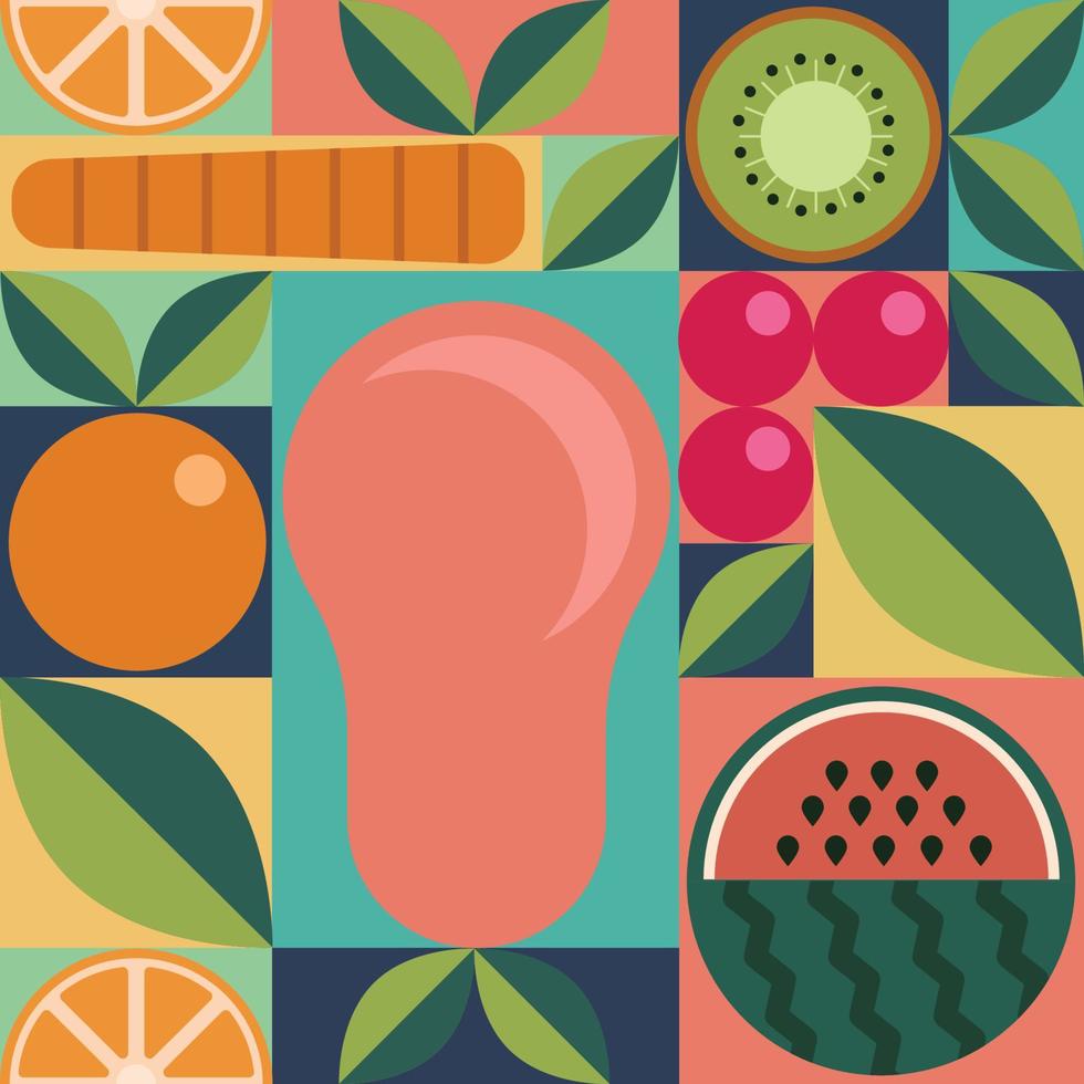 Geometric Fruit Seamless Background vector