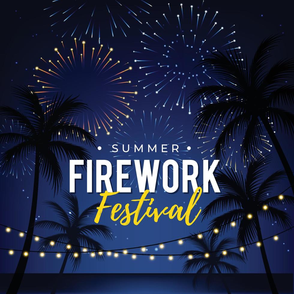 Summer Firework Festival Social Media Post vector