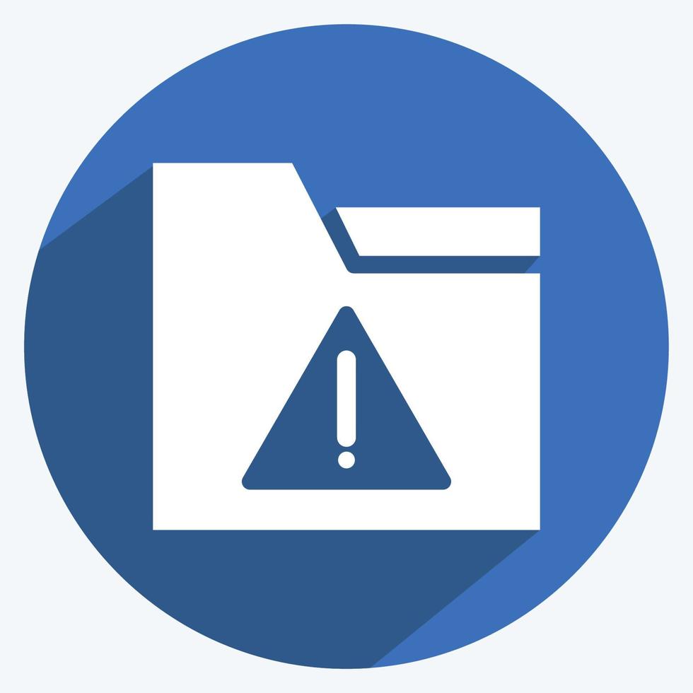 Icon Warning on Folder. suitable for User Interface symbol. long shadow style. simple design editable. design template vector. simple symbol illustration vector