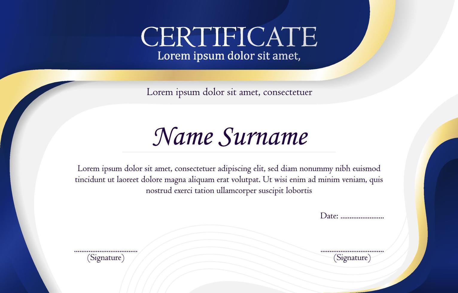 Modern Curve Certificate Template vector