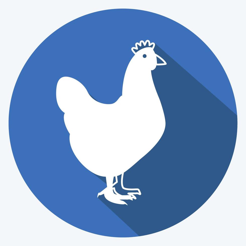 Icon Chicken. suitable for animal symbol. long shadow style. simple design editable. design template vector. simple symbol illustration vector
