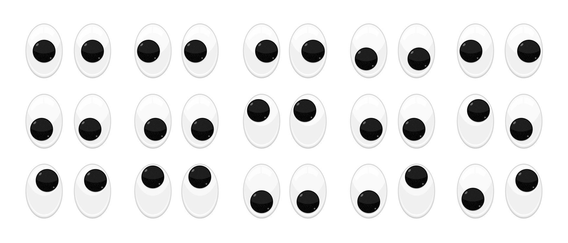 Plastic toy safety wobbly eyes flat style design vector illustration isolated on white background.