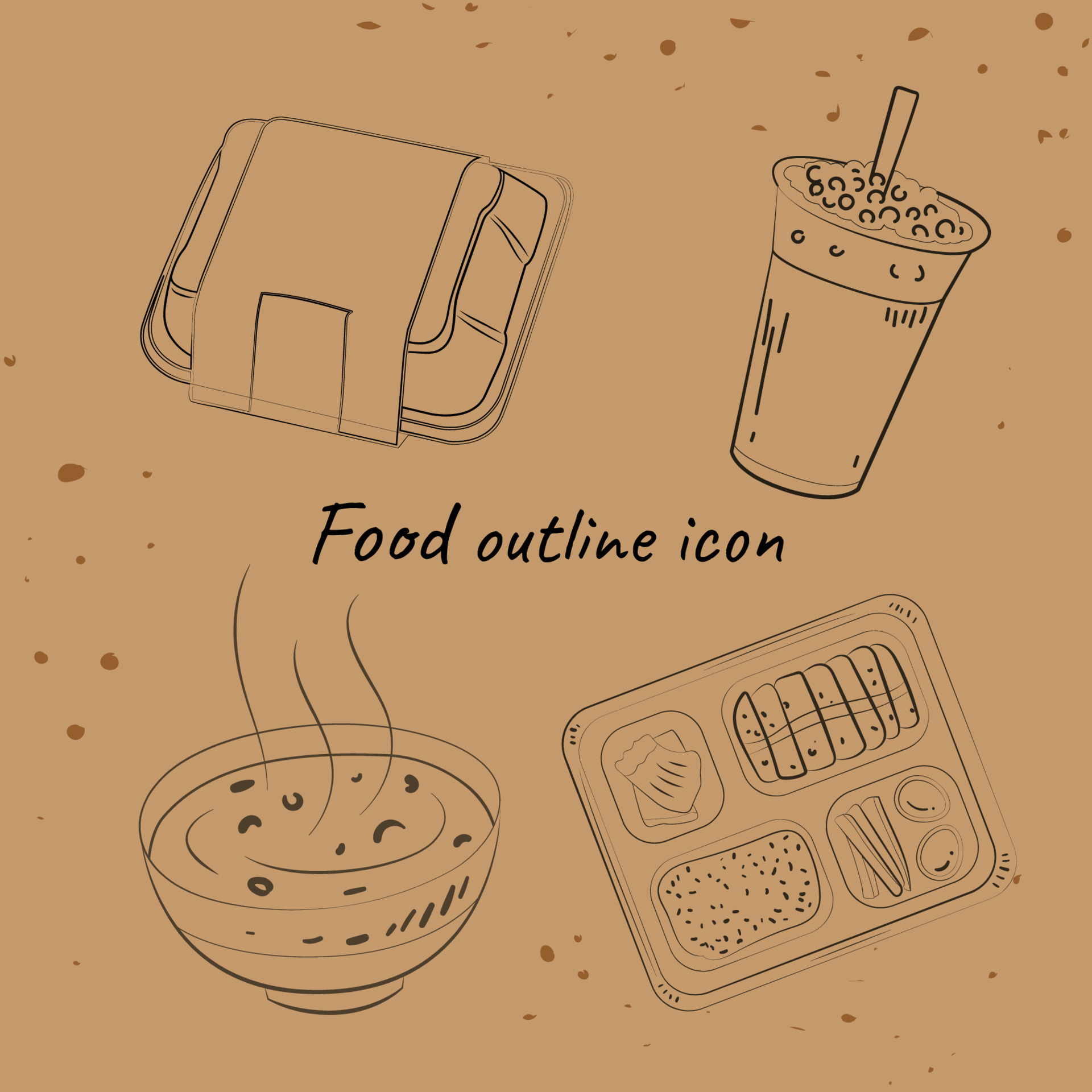 Take Away Food Packaging Outline Vector Icon Set Vector Art At Vecteezy