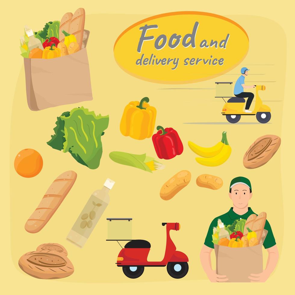 Set of grocery and delivery service vector icons