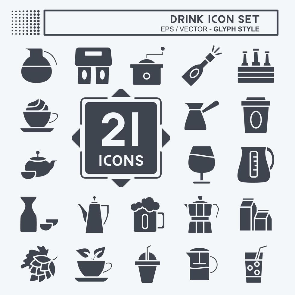 conjunto de iconos de bebida. adecuado para el símbolo de la comida. estilo de glifo. diseño simple editable. vector de plantilla de diseño. ilustración de símbolo simple