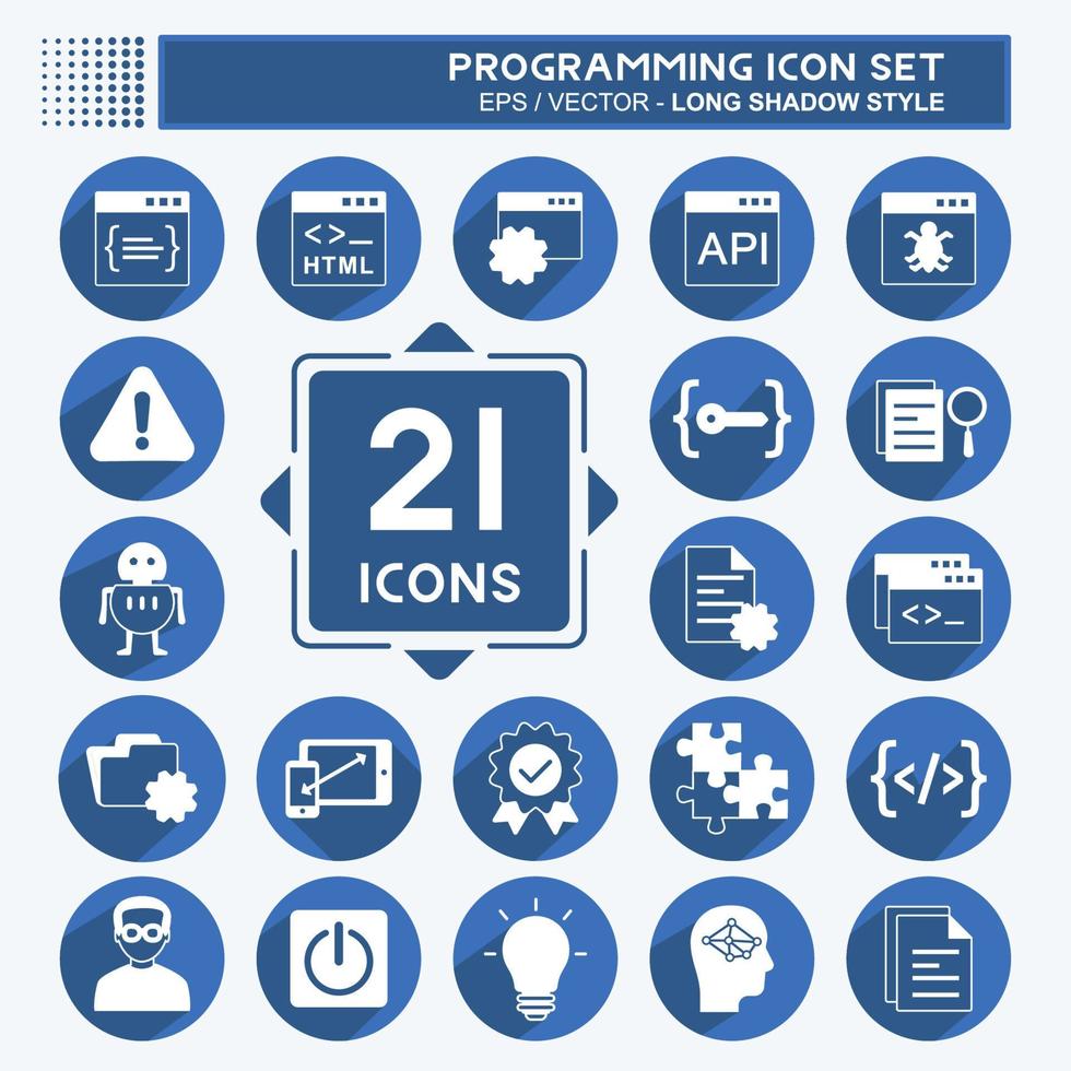 Programming Icon Set. suitable for Programming symbol. long shadow ...