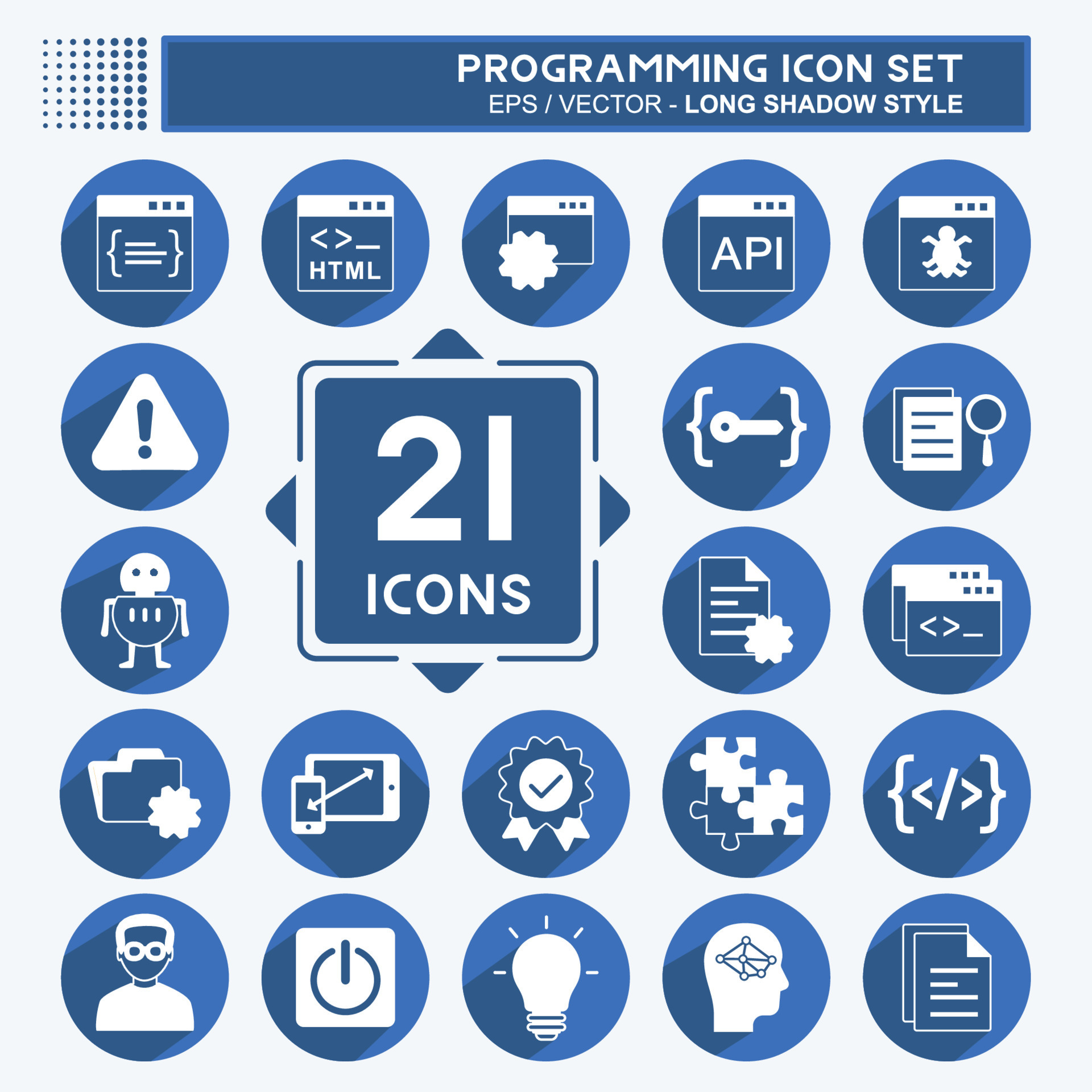 Programming Icon Set. suitable for Programming symbol. long shadow ...