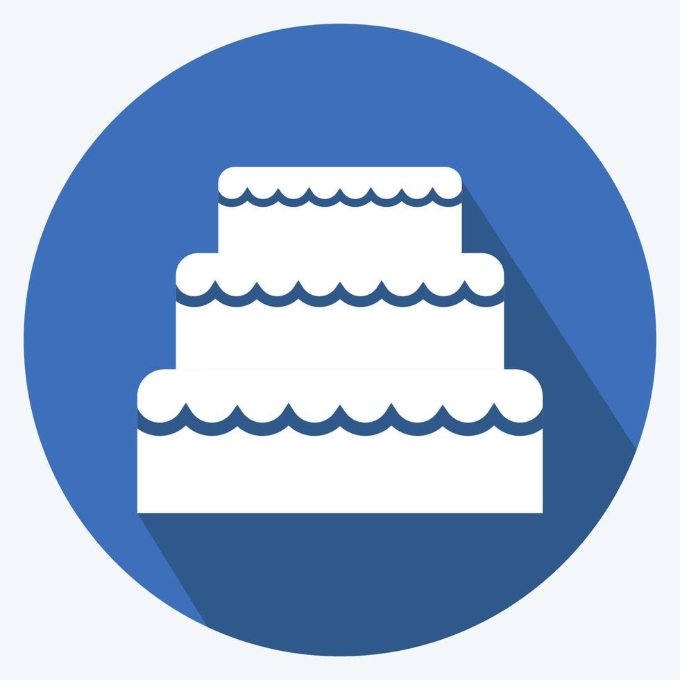 Icon Wedding Cake. suitable for Wedding symbol. long shadow style. simple design editable. design template vector. simple symbol illustration vector