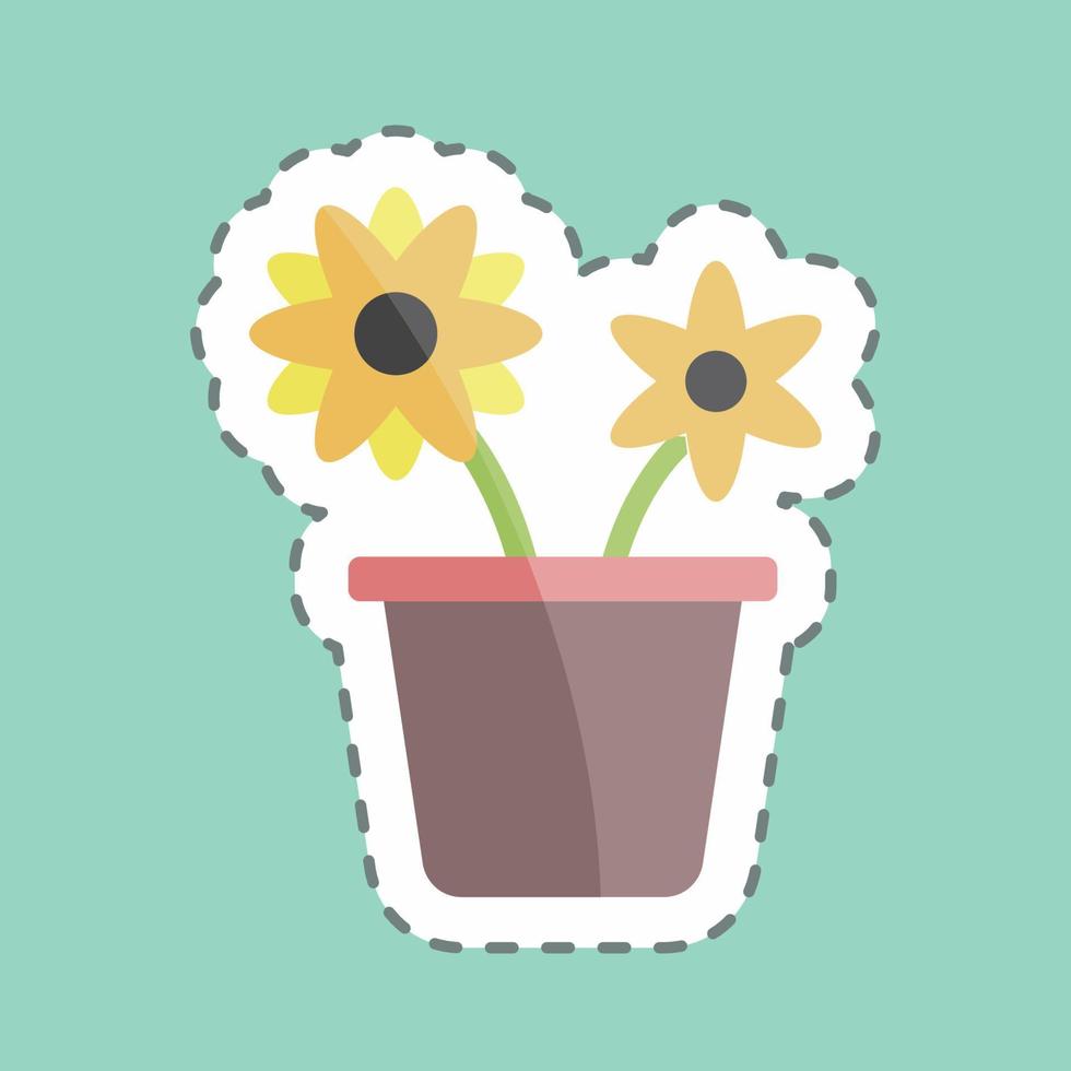 Sticker line cut Flower Pot. suitable for Spring symbol. simple design editable. design template vector. simple symbol illustration vector