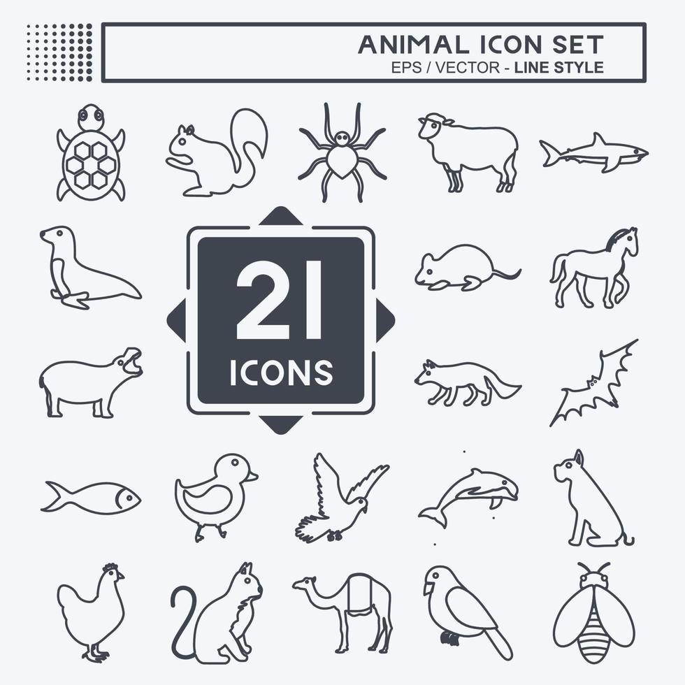 conjunto de iconos de animales. adecuado para el símbolo animal. estilo de línea diseño simple editable. vector de plantilla de diseño. ilustración de símbolo simple