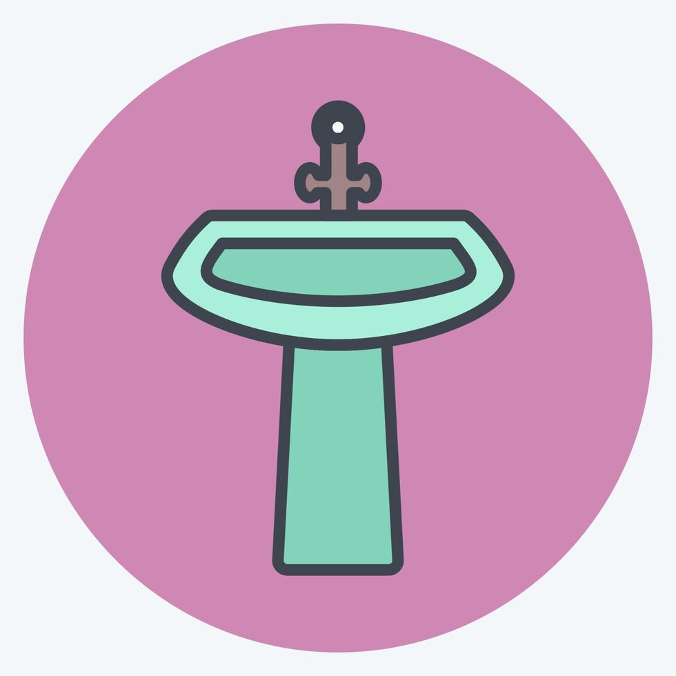 lavabo de icono. adecuado para el símbolo del hogar. estilo compañero de color. diseño simple editable. vector de plantilla de diseño. ilustración de símbolo simple