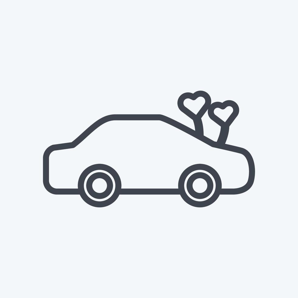 coche decorado con iconos. adecuado para el símbolo de la boda. estilo de línea diseño simple editable. vector de plantilla de diseño. ilustración de símbolo simple