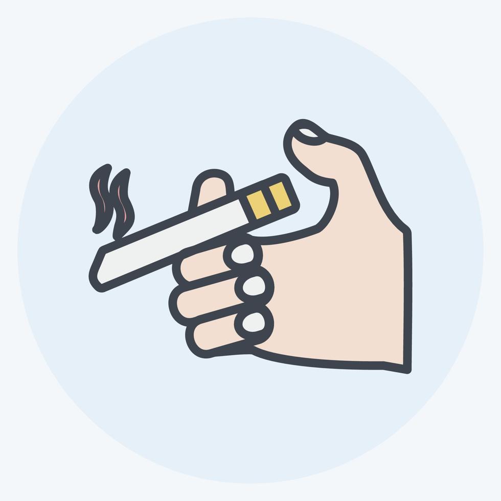 icono con cigarrillo. adecuado para el símbolo de acciones manuales. estilo compañero de color. diseño simple editable. vector de plantilla de diseño. ilustración de símbolo simple