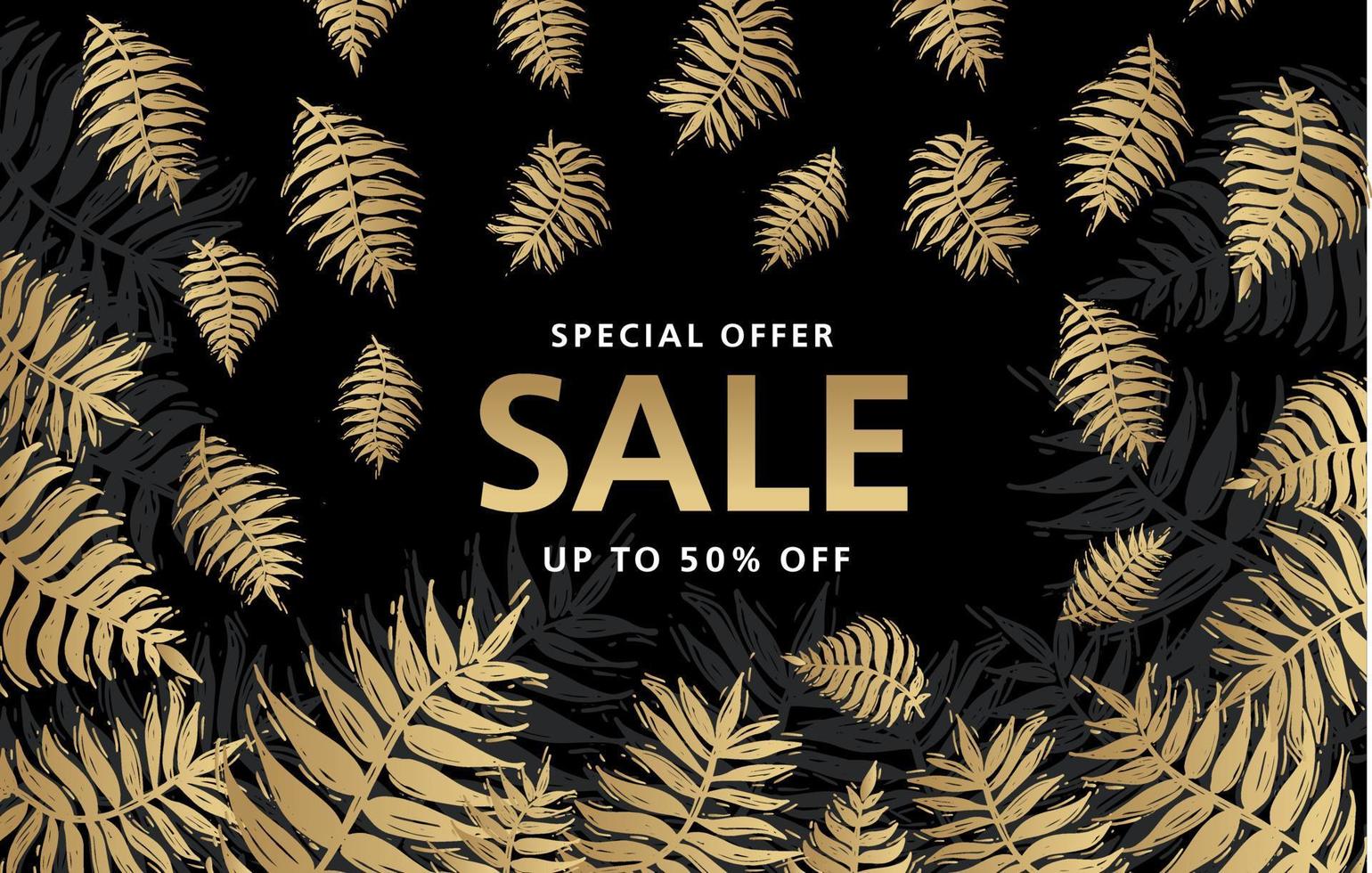 Sale, Palm branch set, hand drawn illustration. vector