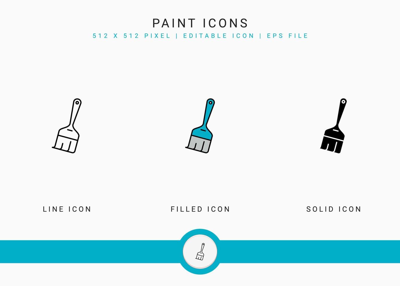 Paint icons set vector illustration with solid icon line style. Color palette design concept. Editable stroke icon on isolated background for web design, user interface, and mobile application