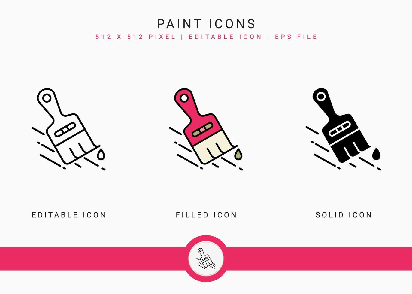 Paint icons set vector illustration with solid icon line style. Carpenter tool building concept. Editable stroke icon on isolated background for web design, user interface, and mobile application