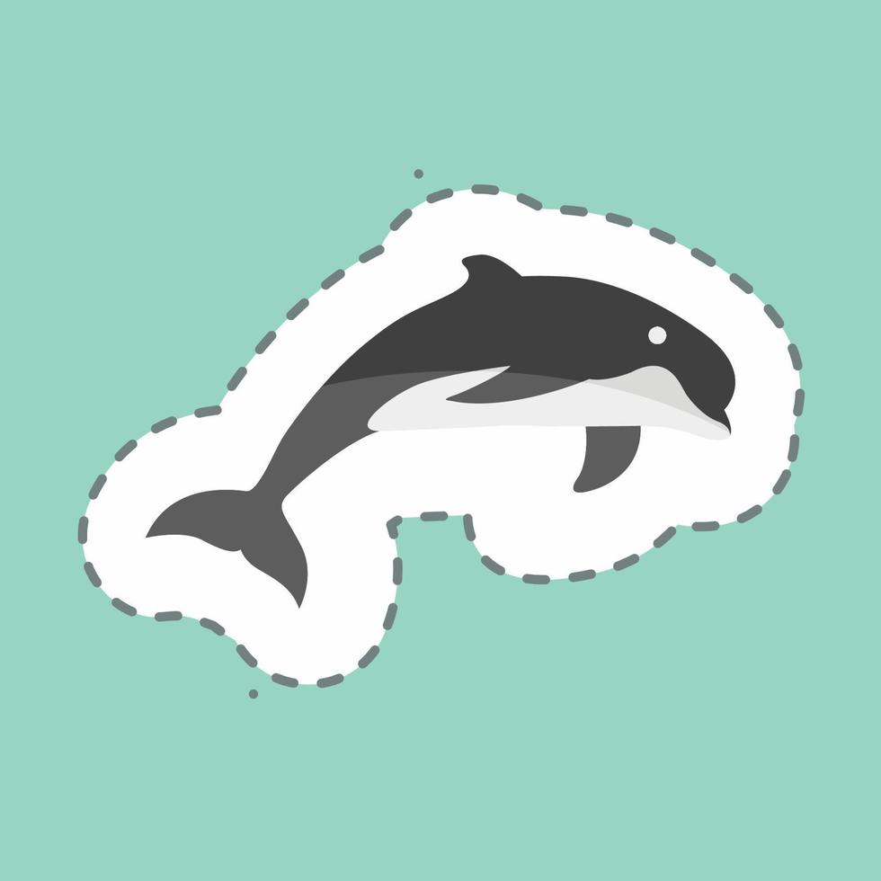 Sticker line cut Dolphin. suitable for animal symbol. simple design editable. design template vector. simple symbol illustration vector