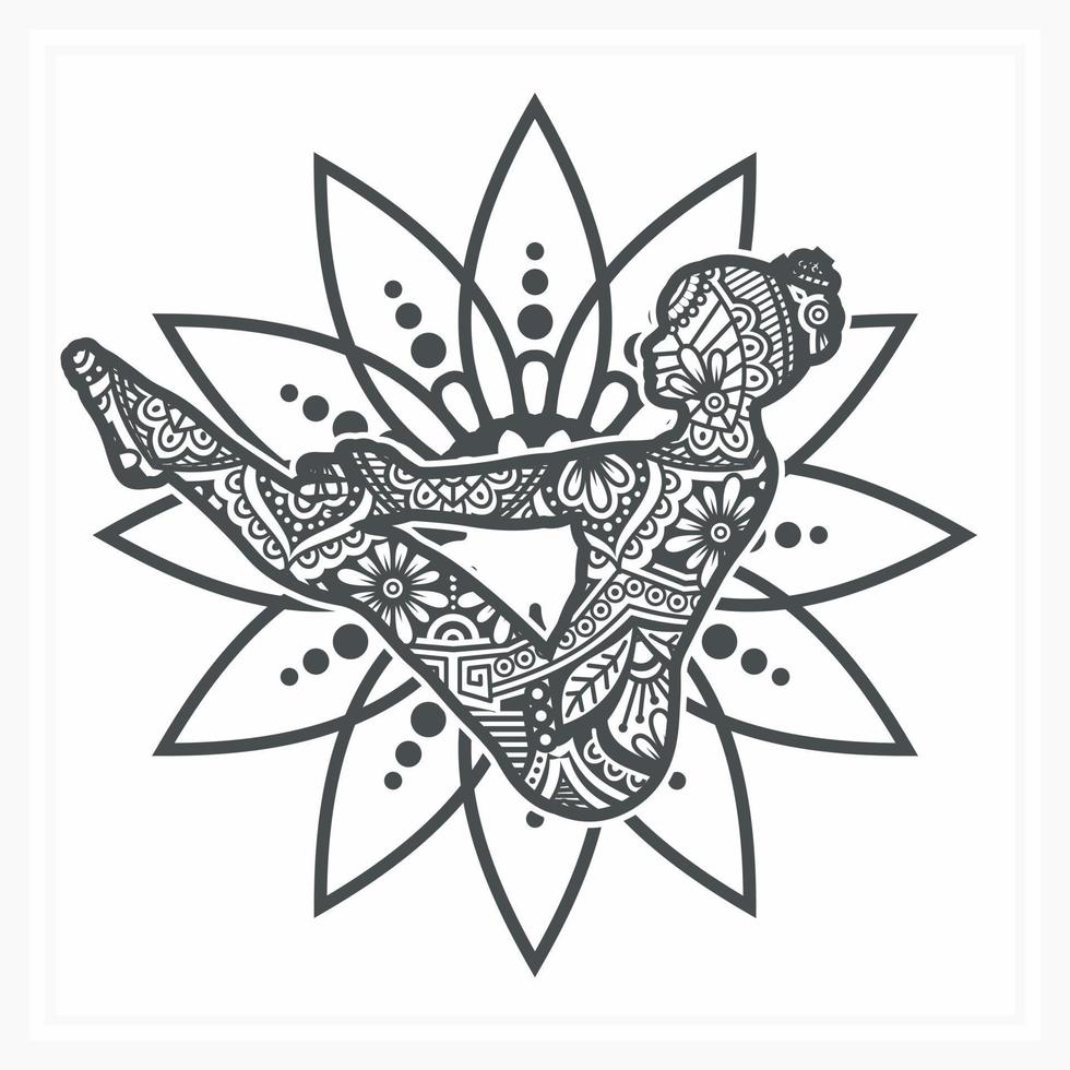 YOGA Mandala with Flower. Vector, Line Art vector