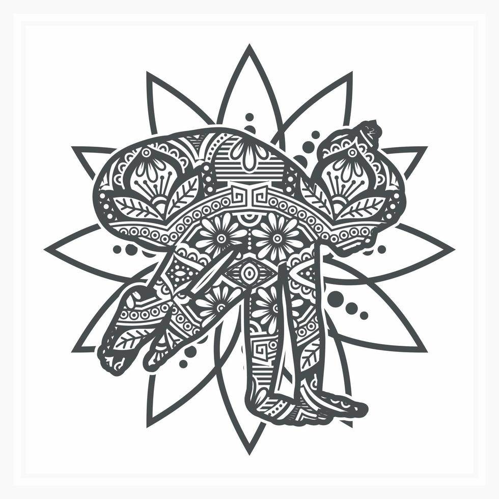 YOGA Mandala with Flower. Vector, Line Art vector