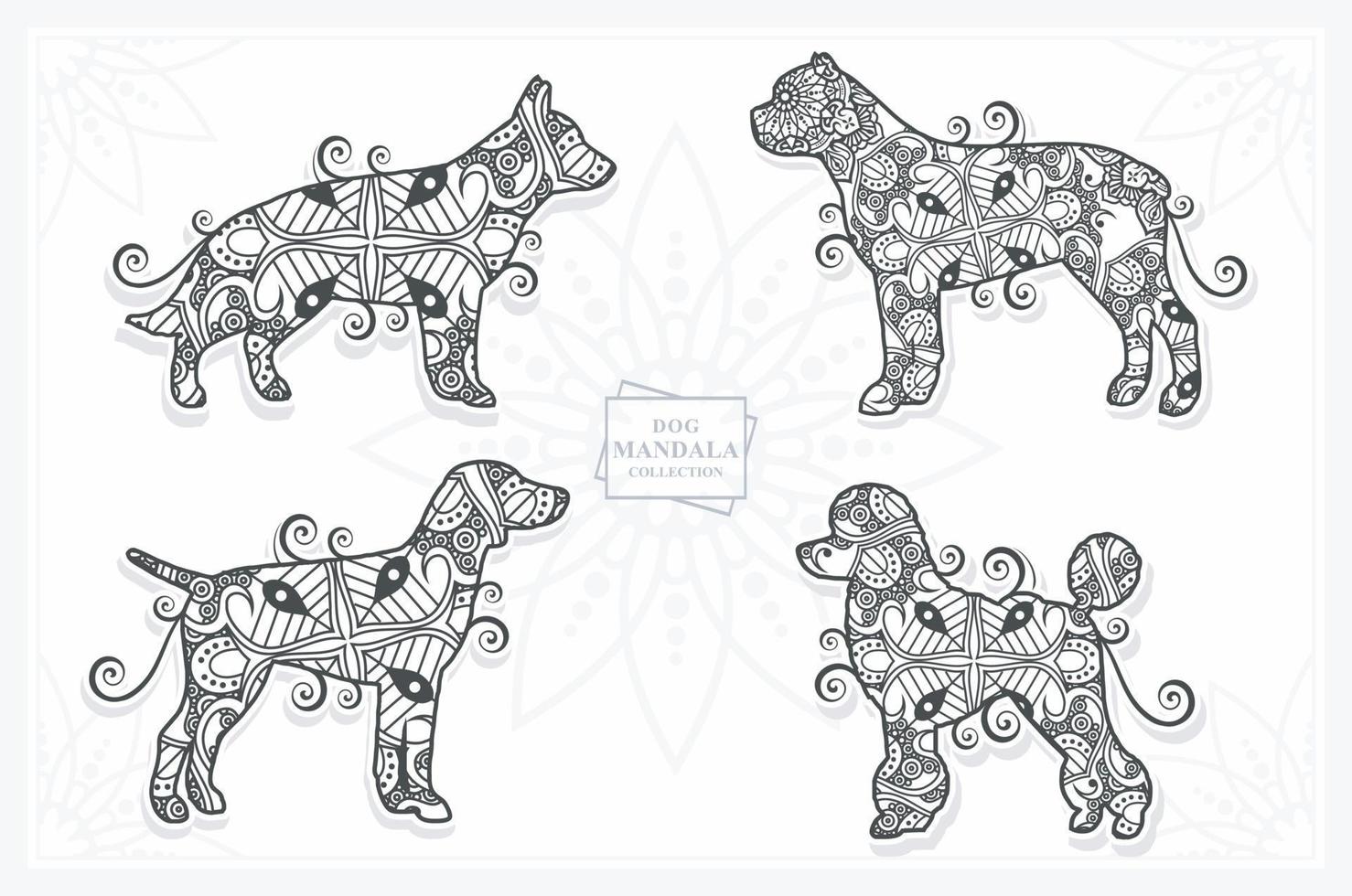 Dog Mandala Vector Line Art Style . Boho Style