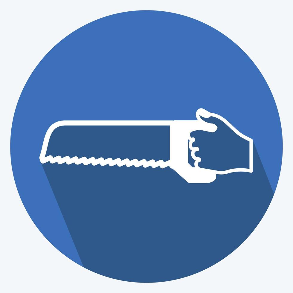Icon Holding Saw. suitable for Hand Actions symbol. long shadow style. simple design editable. design template vector. simple symbol illustration vector