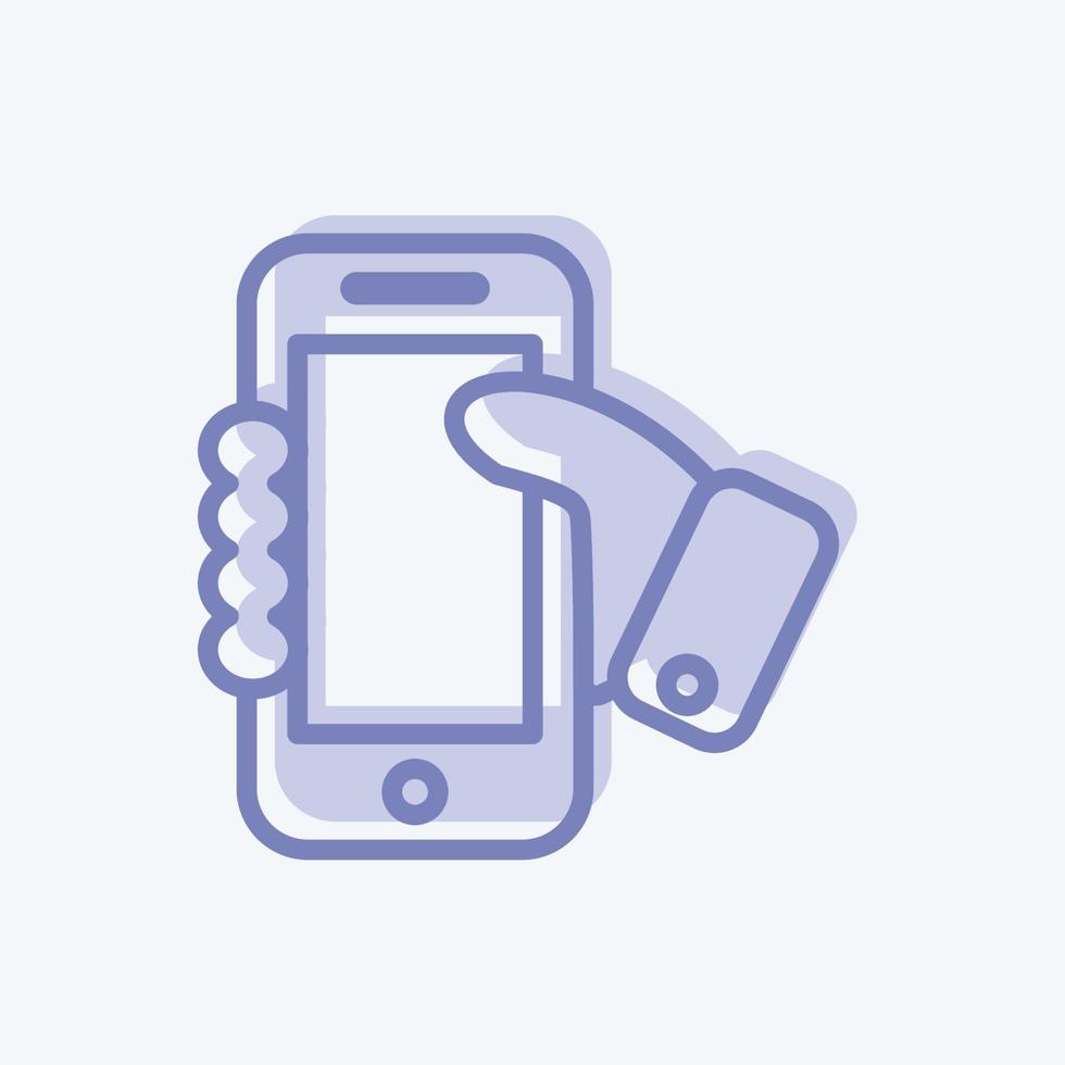 Icon Holding Smartphone. suitable for Web Interface symbol. two tone style. simple design editable. design template vector. simple symbol illustration vector