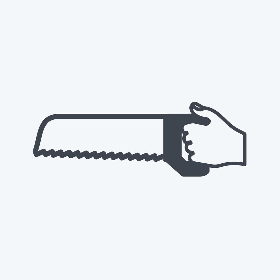 Icon Holding Saw. suitable for Hand Actions symbol. glyph style. simple design editable. design template vector. simple symbol illustration vector