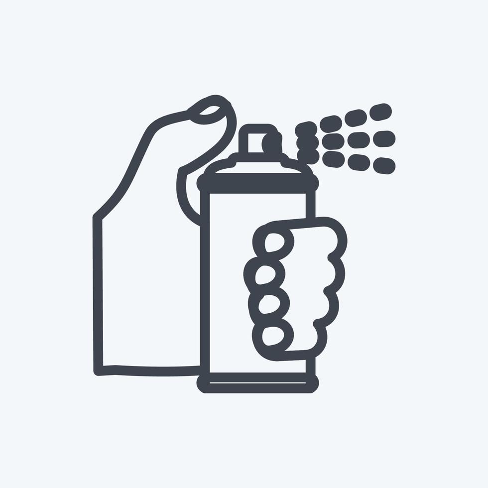 icono que sostiene la botella de spray. adecuado para el símbolo de acciones manuales. estilo de línea diseño simple editable. vector de plantilla de diseño. ilustración de símbolo simple