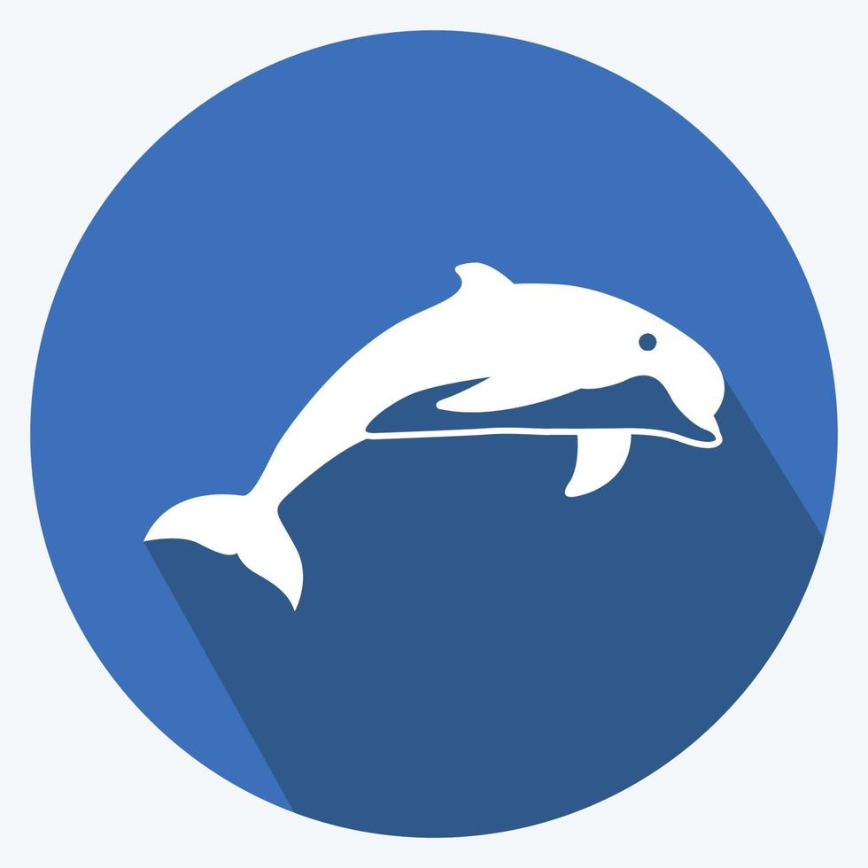 Icon Dolphin. suitable for animal symbol. long shadow style. simple design editable. design template vector. simple symbol illustration vector
