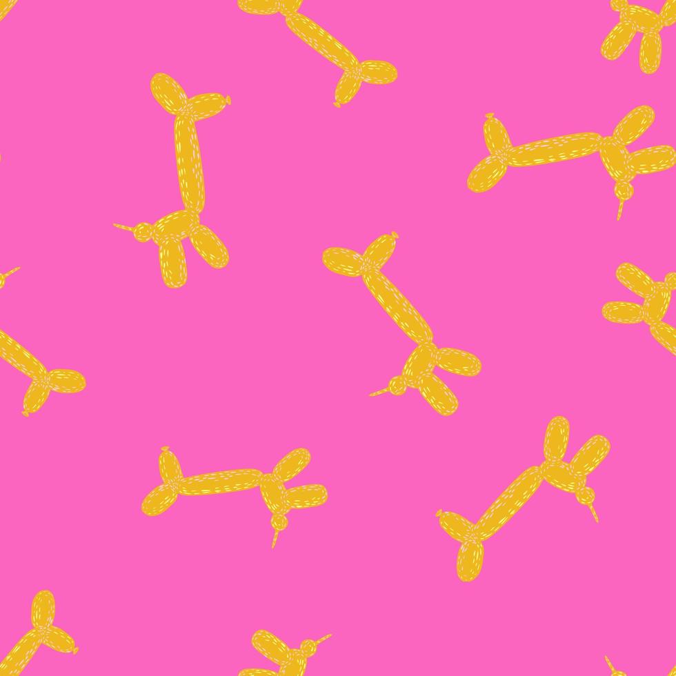 Seamless pattern balloon dogs. Background of circus bubble animal in doodle style. vector