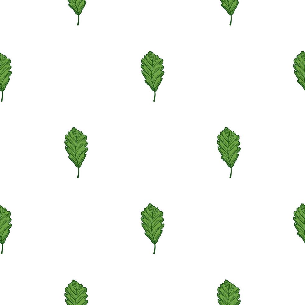 Leaves oak engraved seamless pattern. Vintage background botanical with forest foliage in hand drawn style. vector