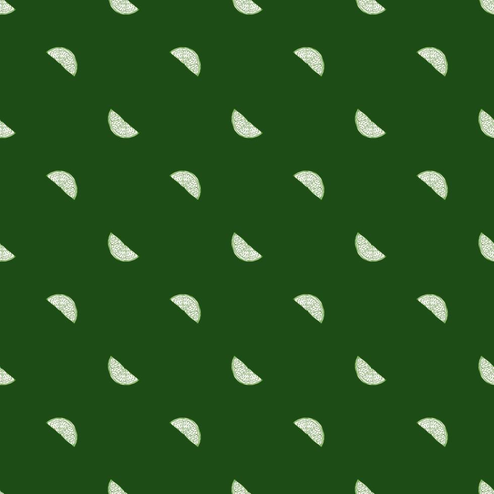 Seamless pattern engraved slice lemon. Vintage background piece lemon or lime in hand drawn style. vector