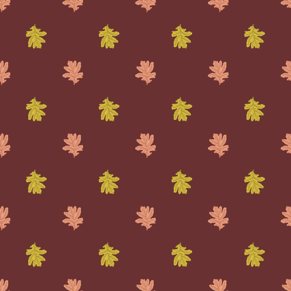 Leaves oak engraved seamless pattern. Retro background botanical with forest foliage in hand drawn style. vector