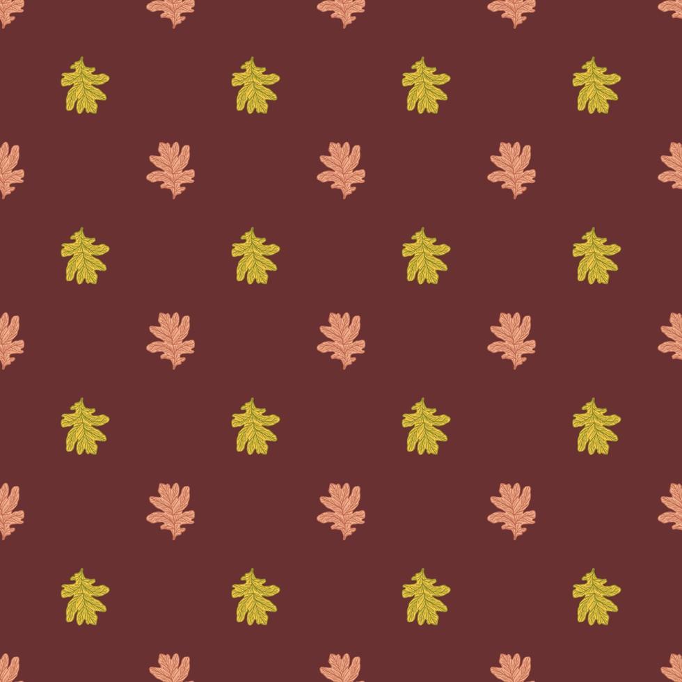 Leaves oak engraved seamless pattern. Retro background botanical with forest foliage in hand drawn style. vector