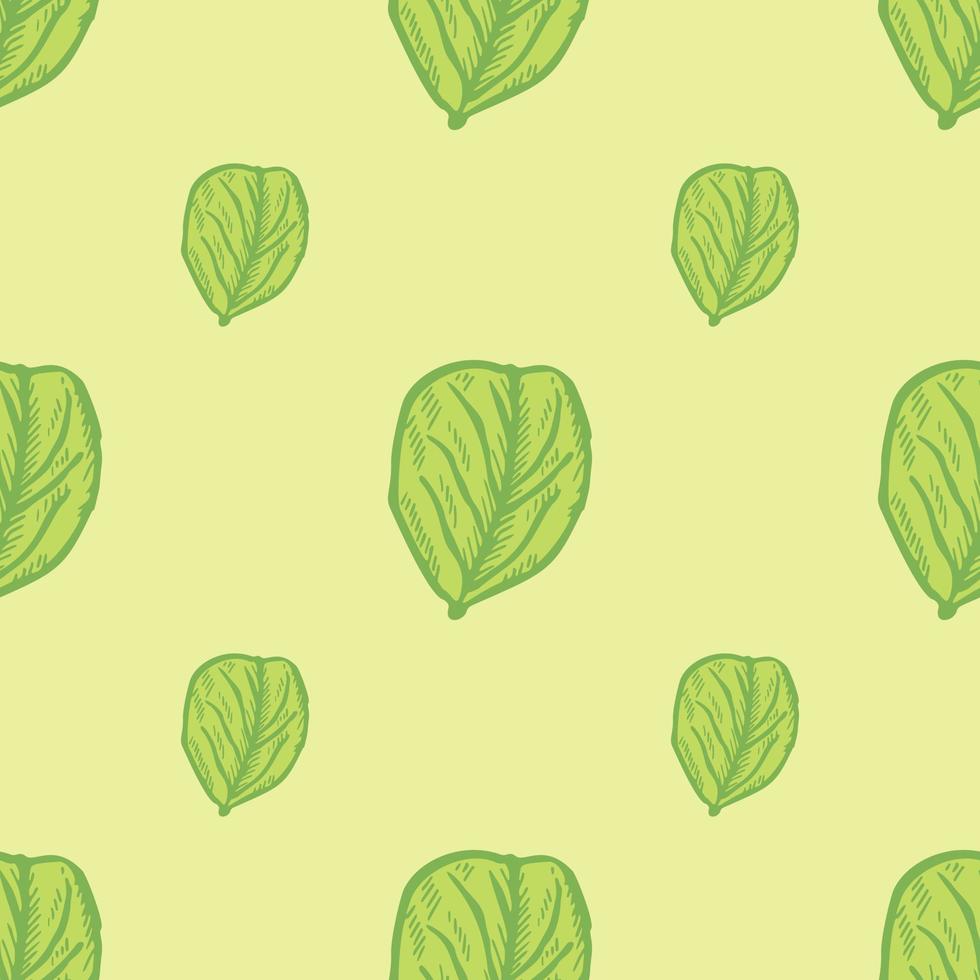 Seamless pattern engraved tree leaves. Vintage background botanical with foliage in hand drawn style. vector