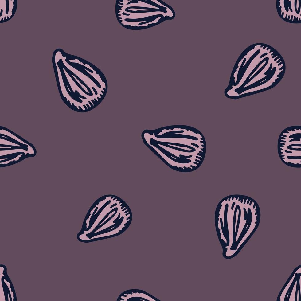 Seamless pattern engraved seeds. Vintage background plants kernels in hand drawn style. Botanical sketch. vector