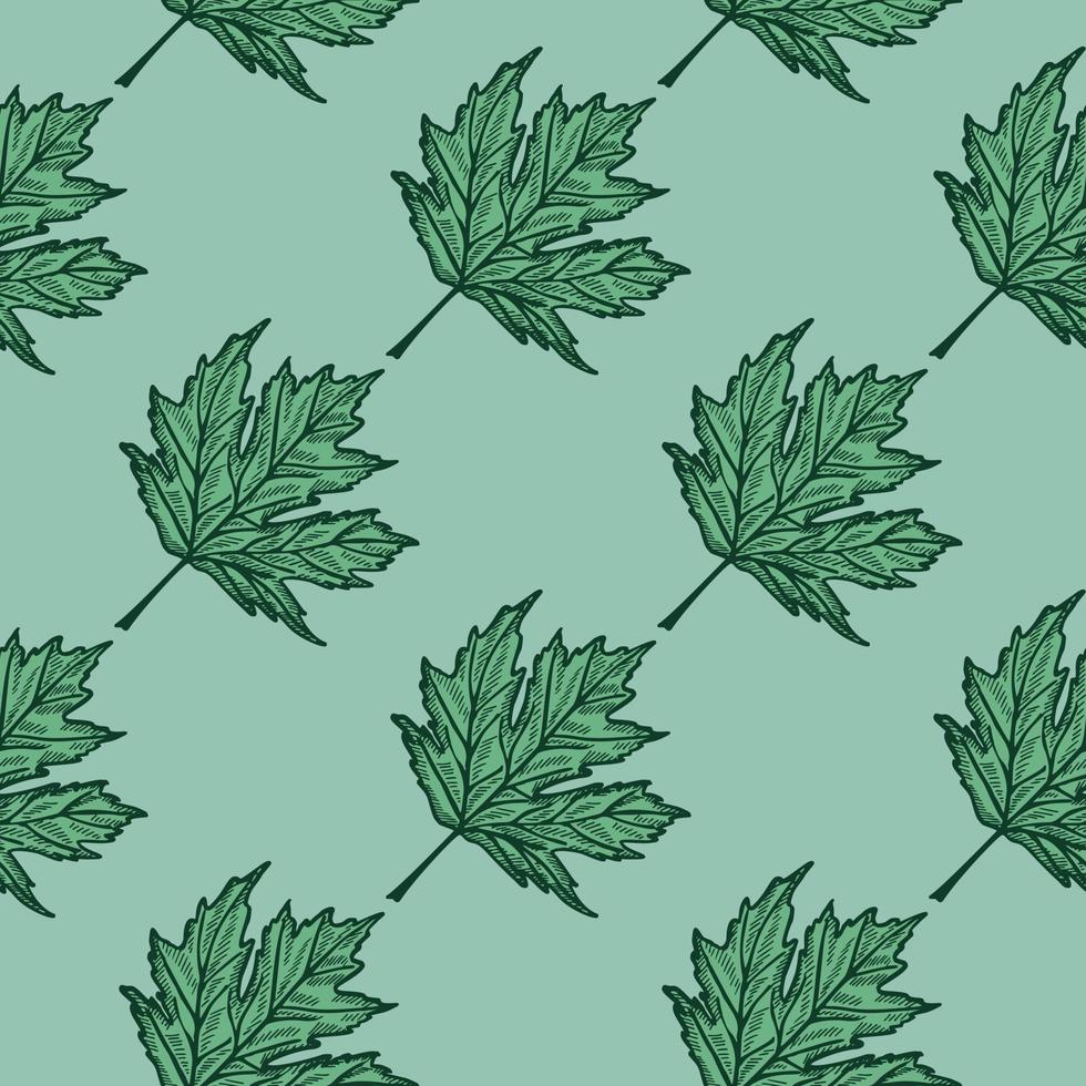 Leaves maple canadian engraved seamless pattern. Vintage background botanical with foliage in hand drawn style. vector