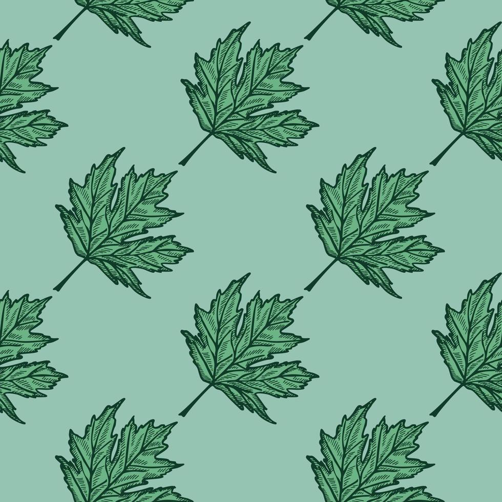 Leaves maple canadian engraved seamless pattern. Vintage background botanical with foliage in hand drawn style. vector