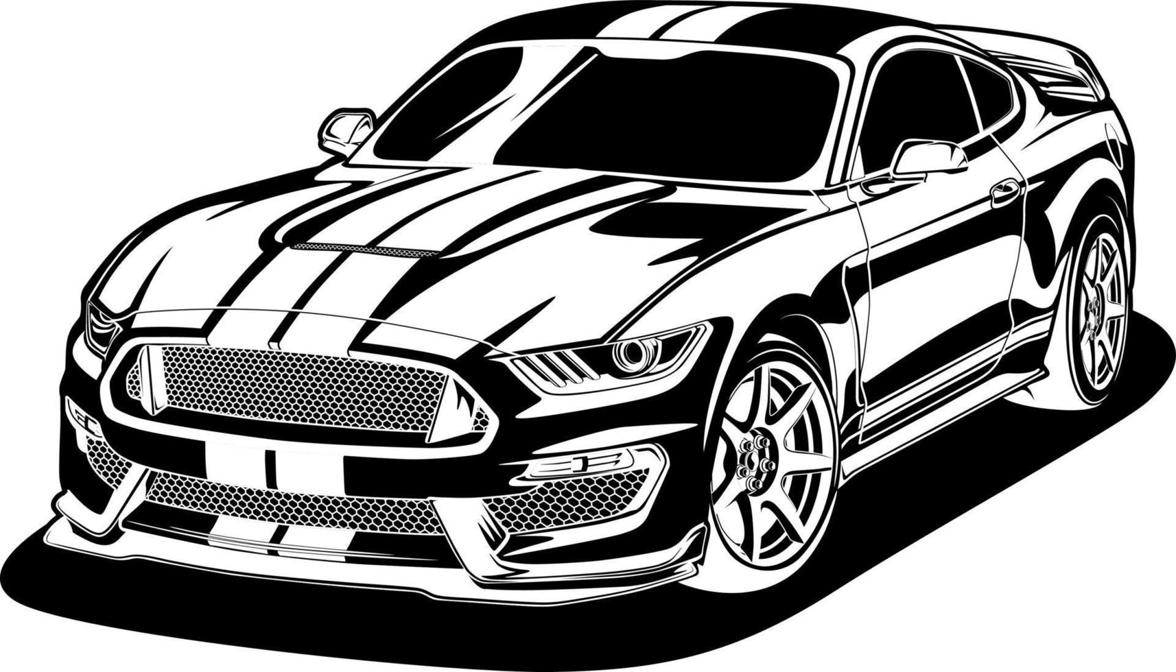 ilustración de vector de coche blanco y negro para diseño conceptual