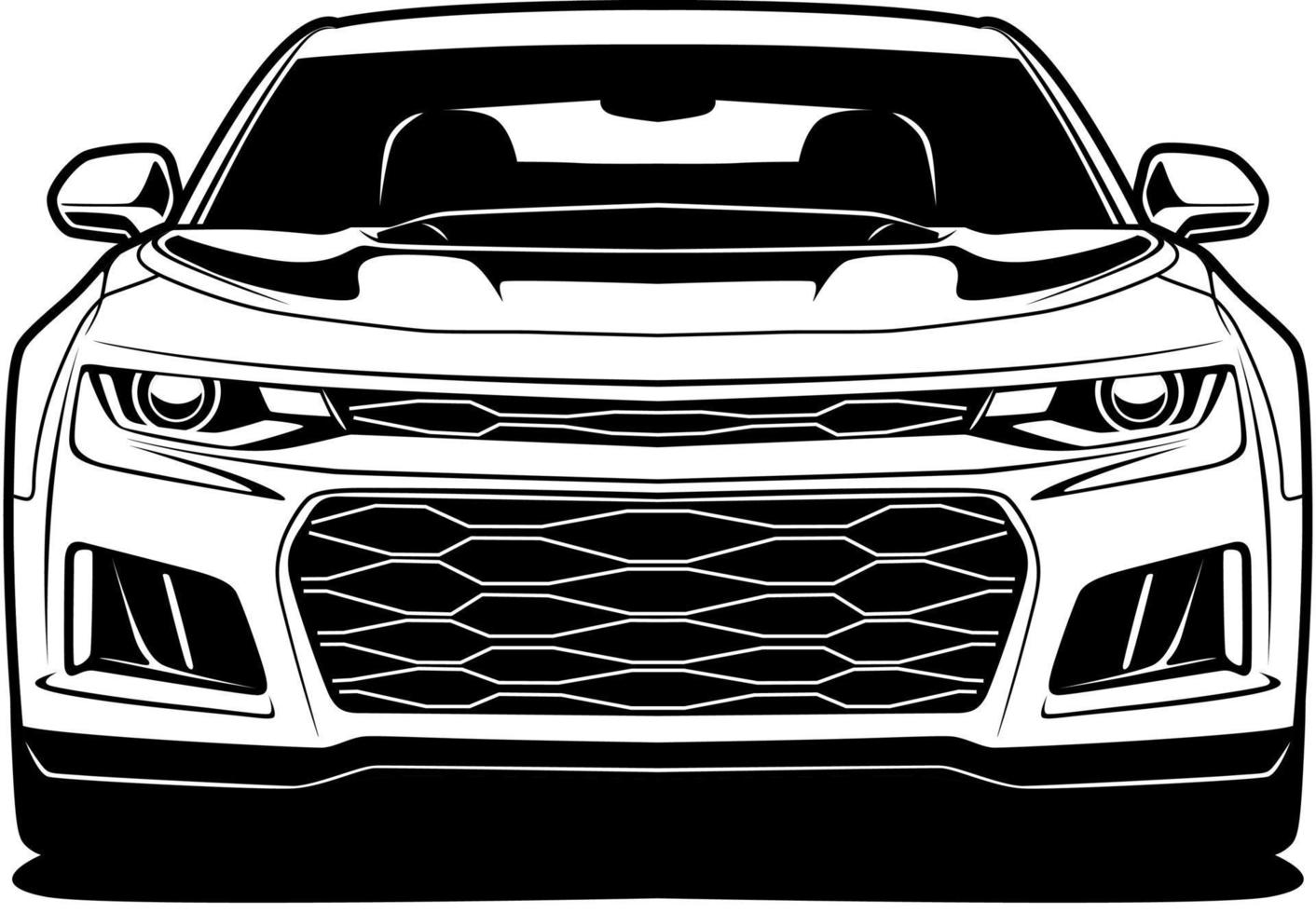 ilustración de vector de coche blanco y negro para diseño conceptual