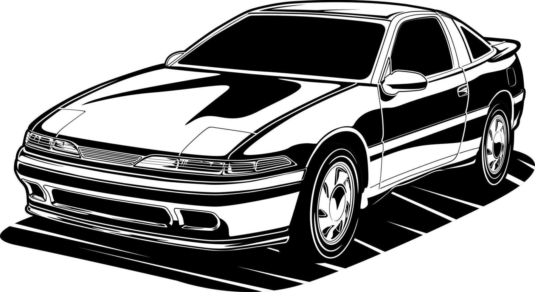 ilustración de vector de coche blanco y negro para diseño conceptual