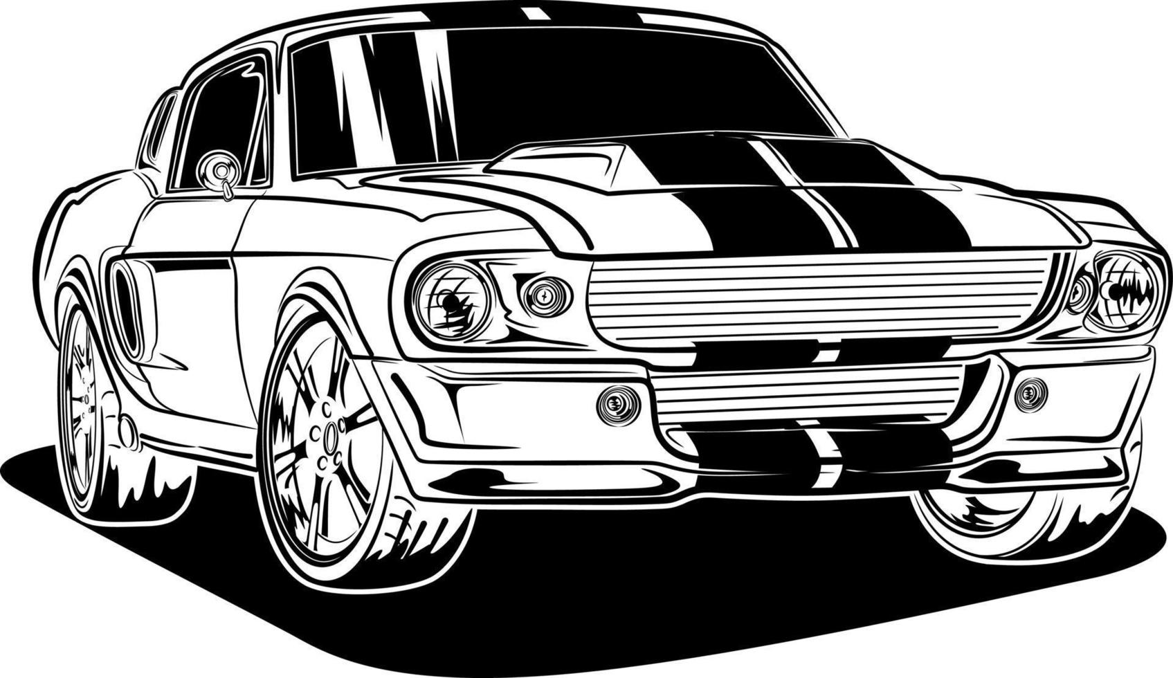 ilustración de vector de coche blanco y negro para diseño conceptual