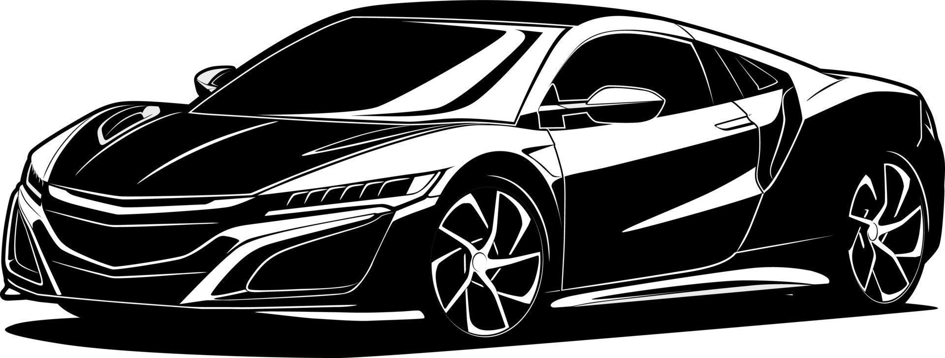 ilustración de vector de coche blanco y negro para diseño conceptual